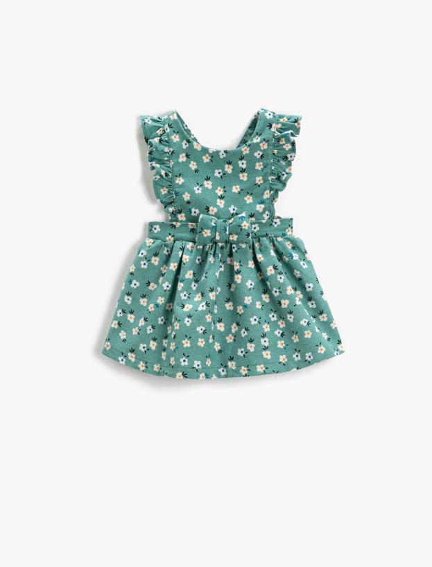  Kız Bebek Mini Salopet Elbise Çiçekli Pamuklu