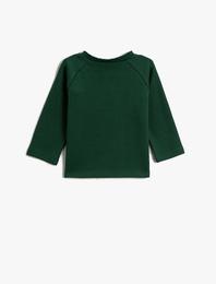 Basic Ribanalı Düğme Detaylı Sweatshirt Pamuklu