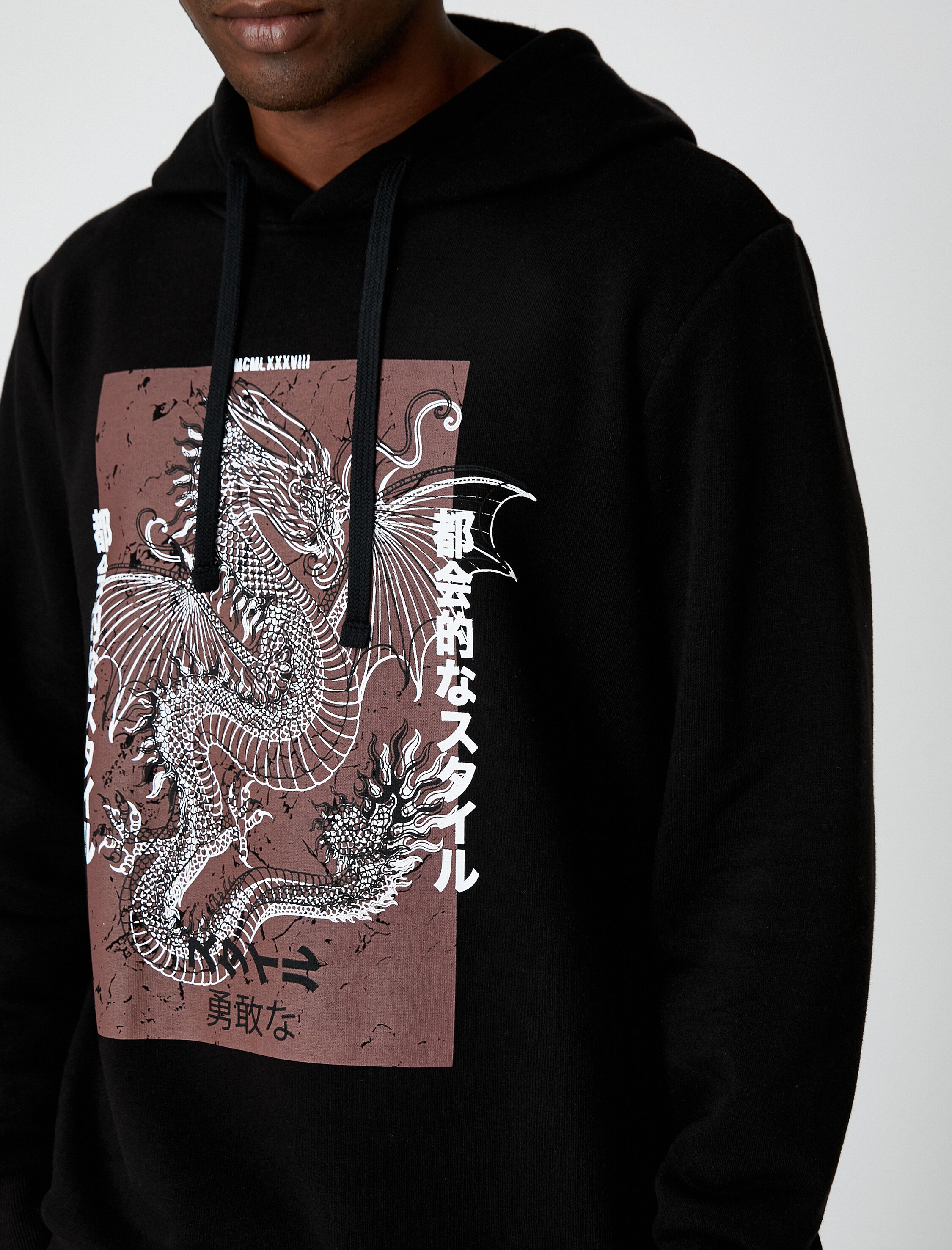   Anime Baskılı Kapşonlu Oversize Sweatshirt Şardonlu