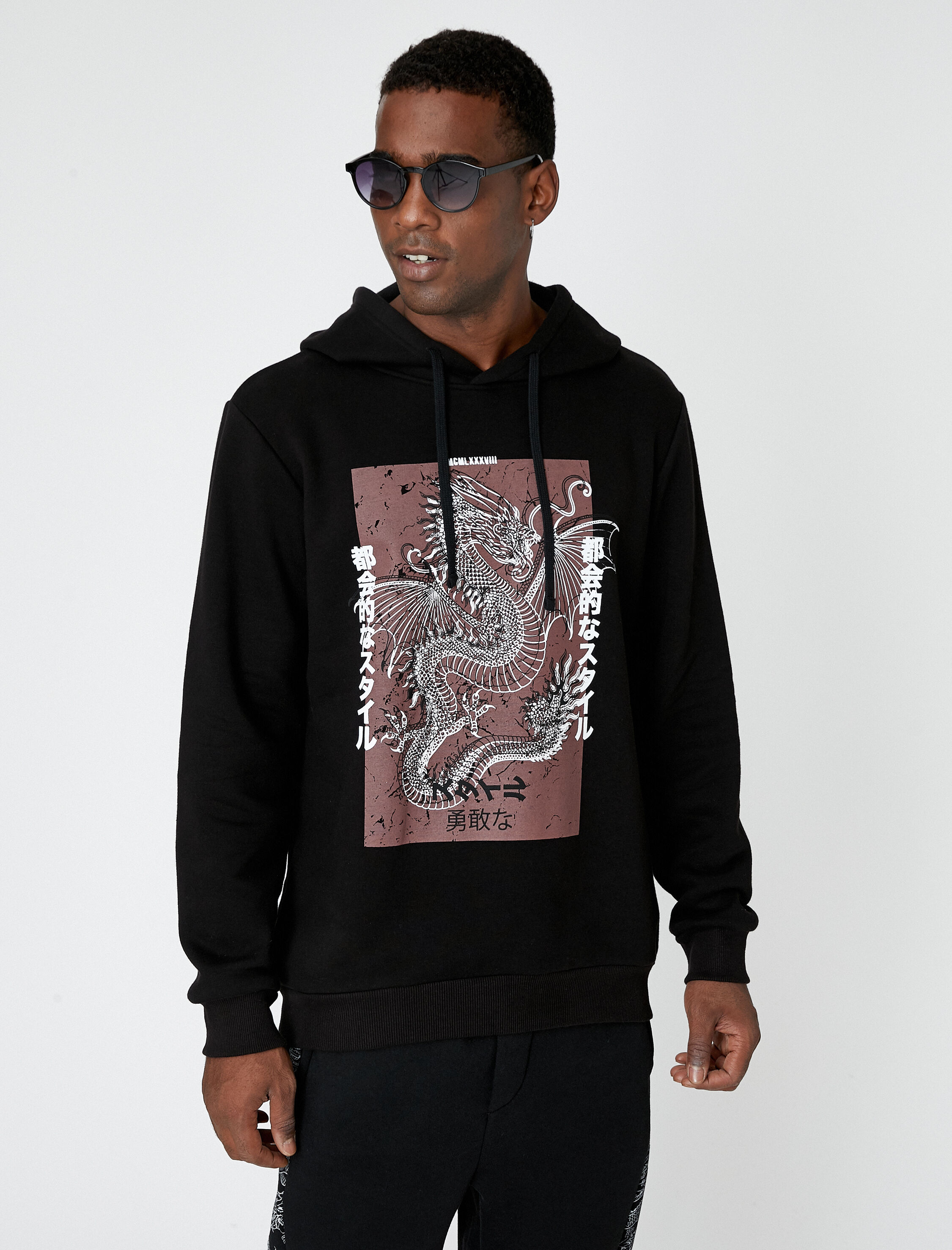   Anime Baskılı Kapşonlu Oversize Sweatshirt Şardonlu