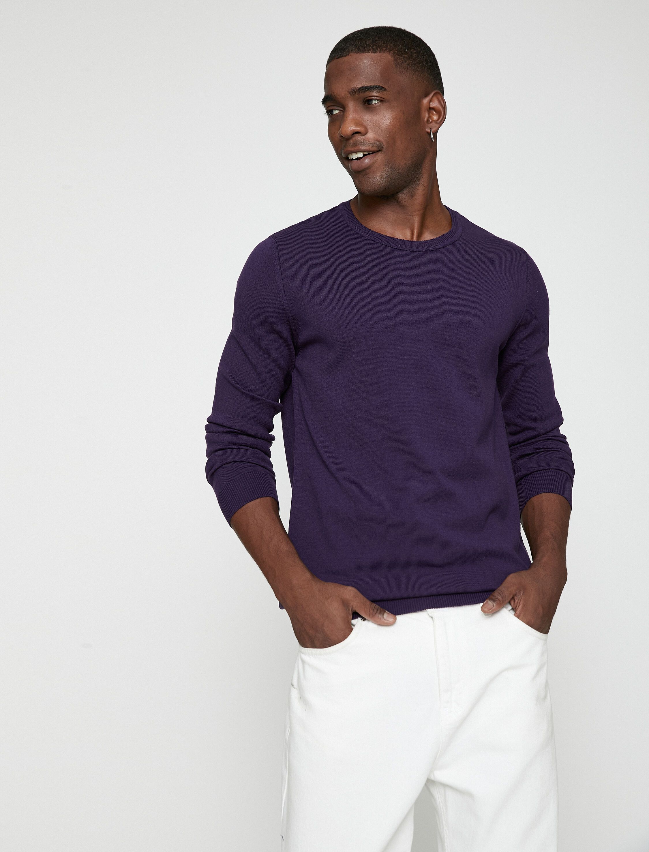   Basic Triko Kazak Bisiklet Yaka Dar Kesim