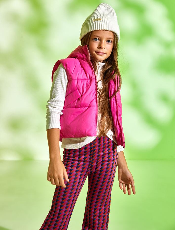 Kız Çocuk Basic Şişme Yelek Kapüşonlu