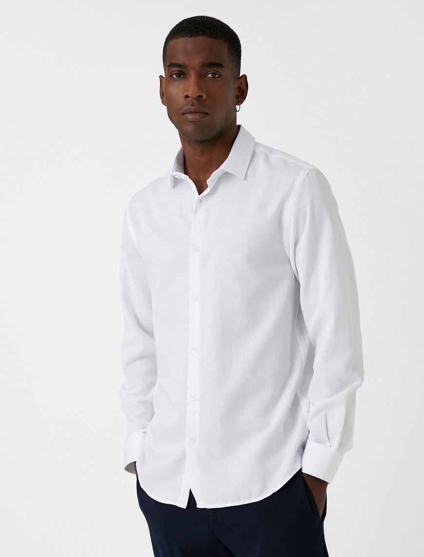   Basic Gömlek Klasik Manşet Yaka Uzun Kollu Non Iron