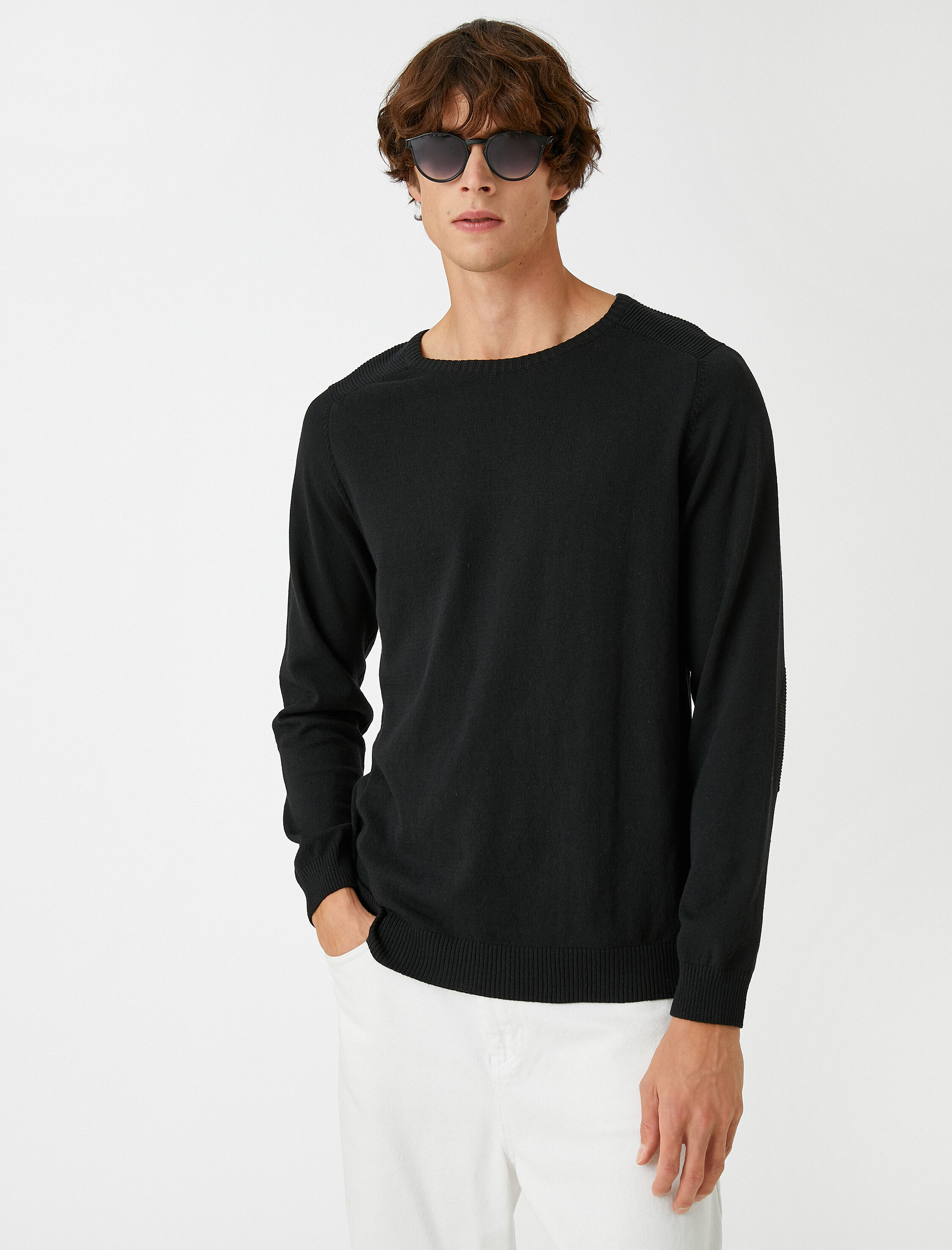   Basic Triko Kazak Bisiklet Yaka Dar Kesim