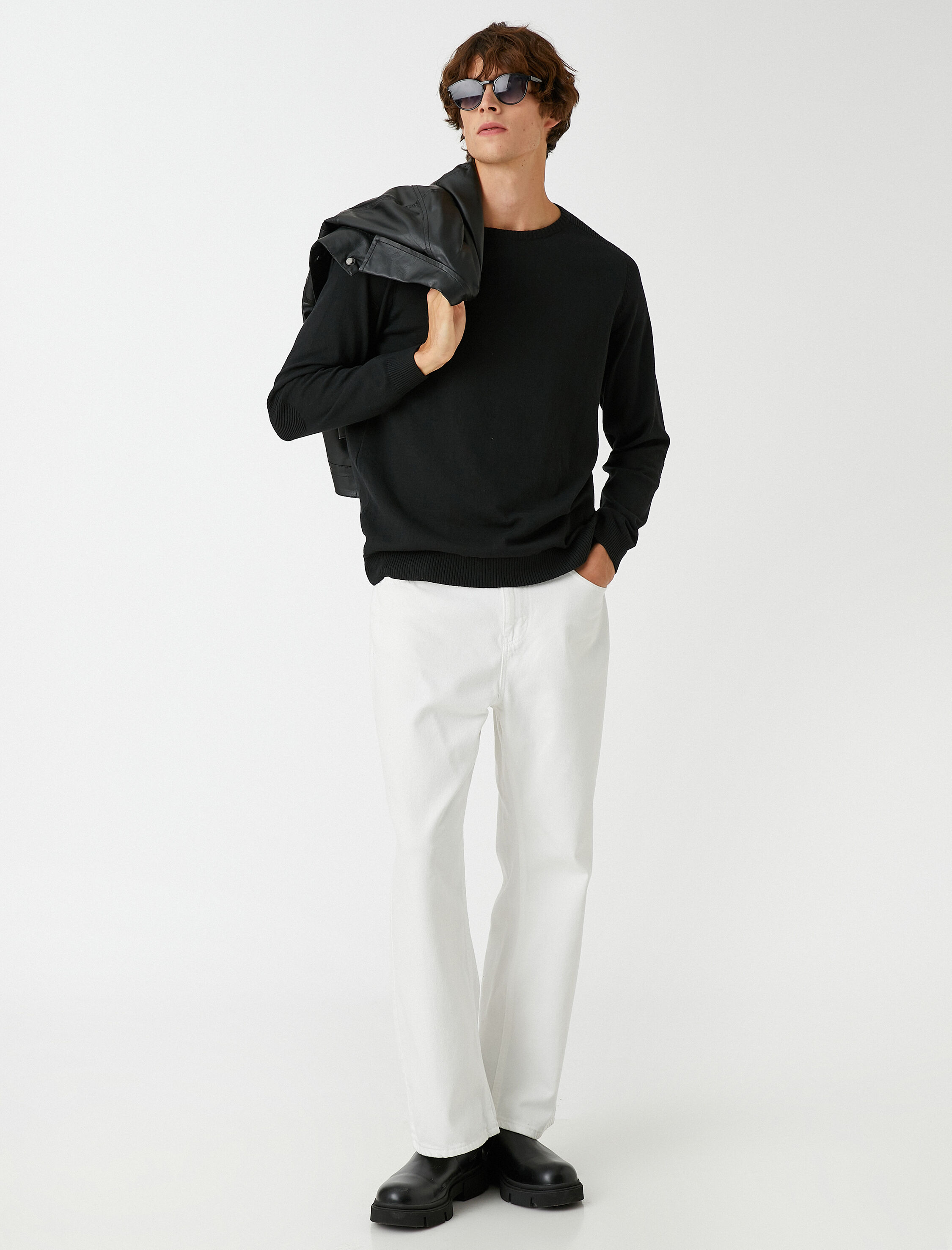   Basic Triko Kazak Bisiklet Yaka Dar Kesim