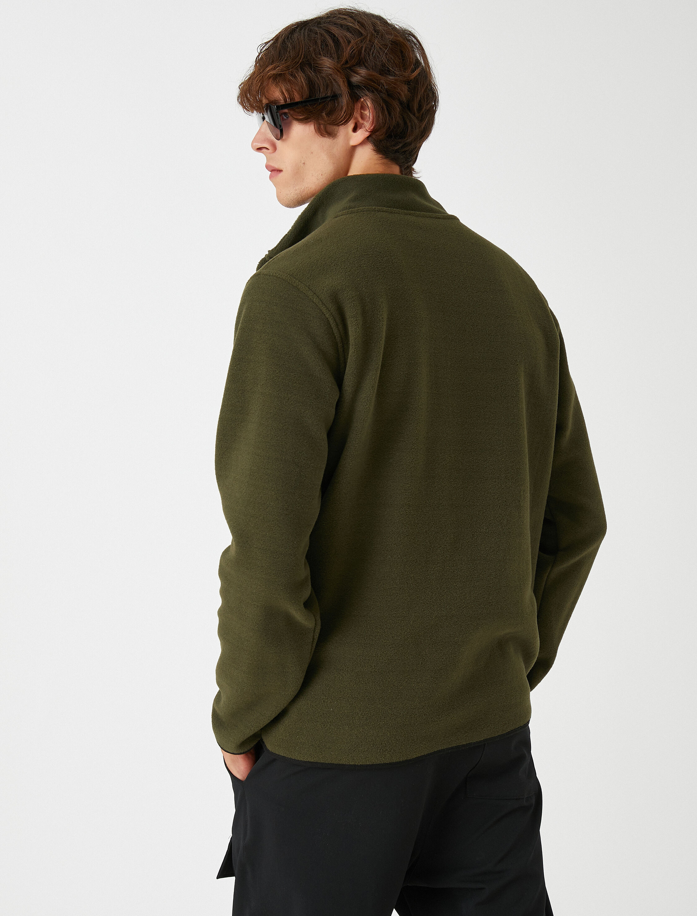 Polar Sweatshirt Polo Yaka Baskı Detaylı