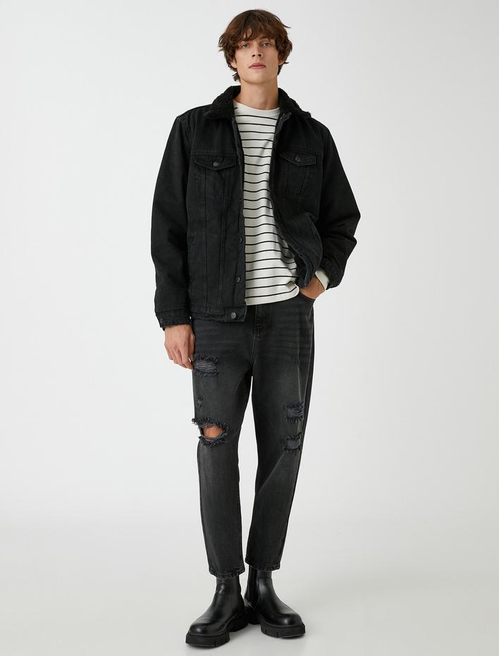  Basic Kot Ceket Yaka Detaylı