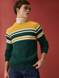 Bisiklet Yaka Kazak Renk Bloklu