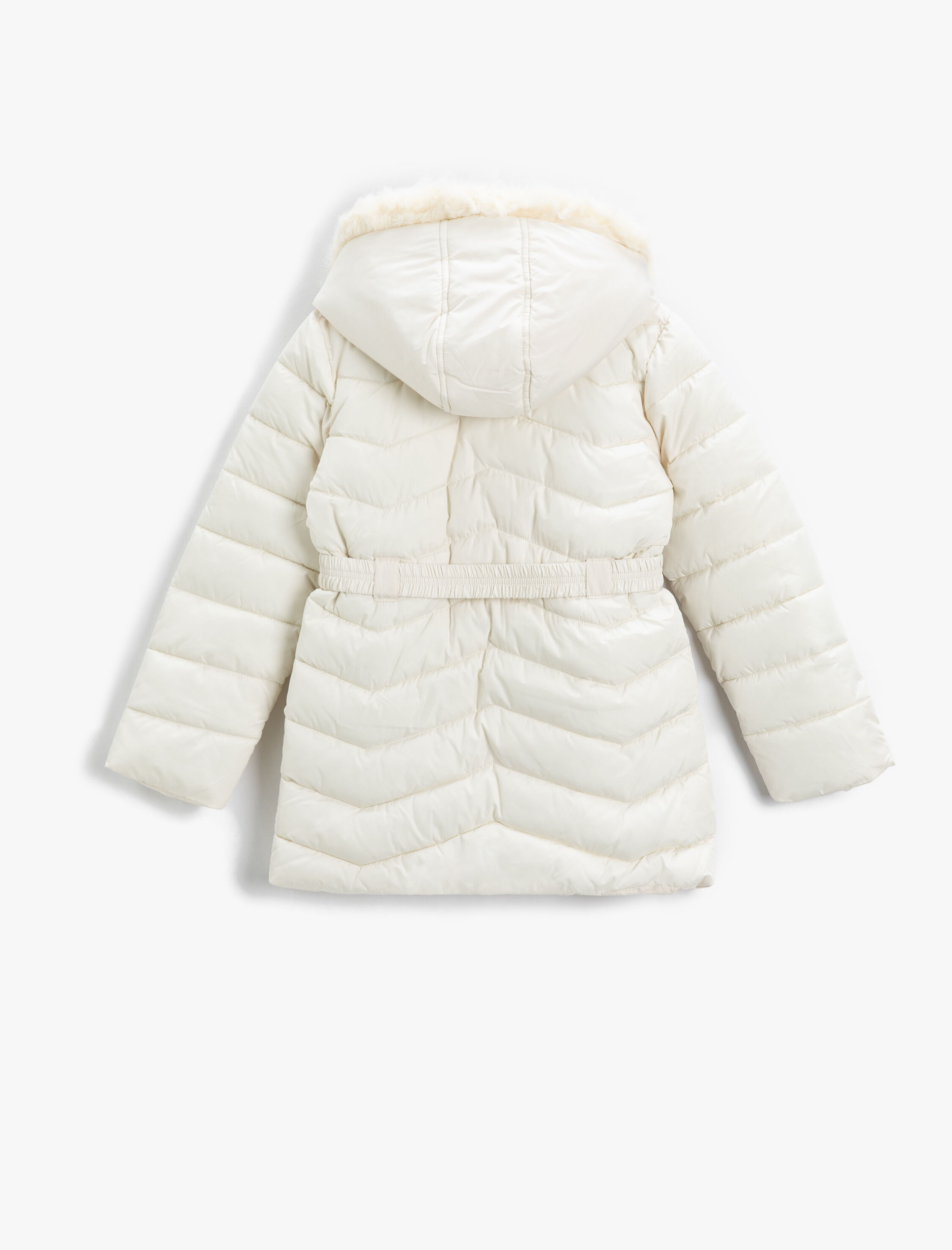  Kız Çocuk Uzun Şişme Mont Polar Astarlı Dolgulu Cepli