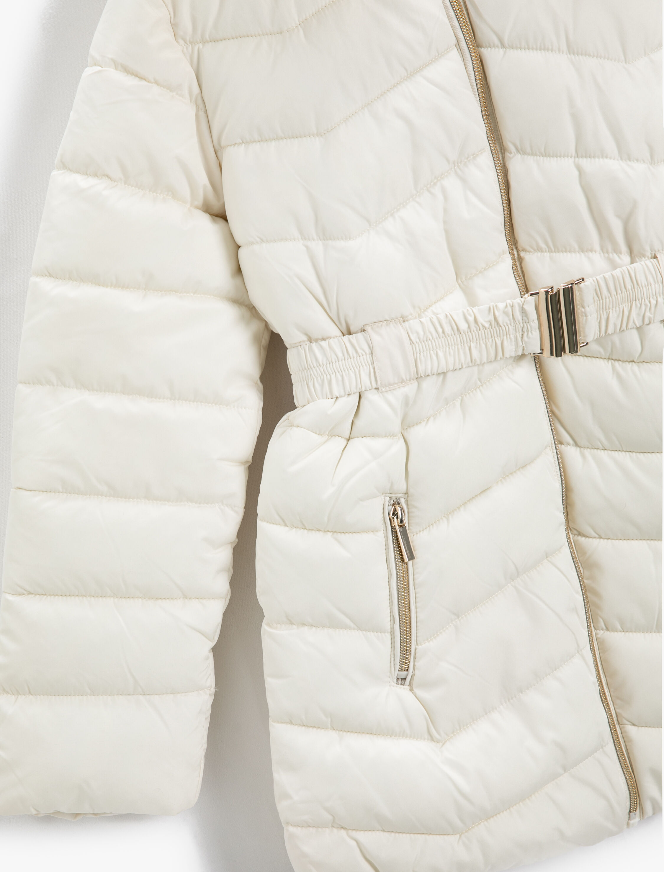  Kız Çocuk Uzun Şişme Mont Polar Astarlı Dolgulu Cepli