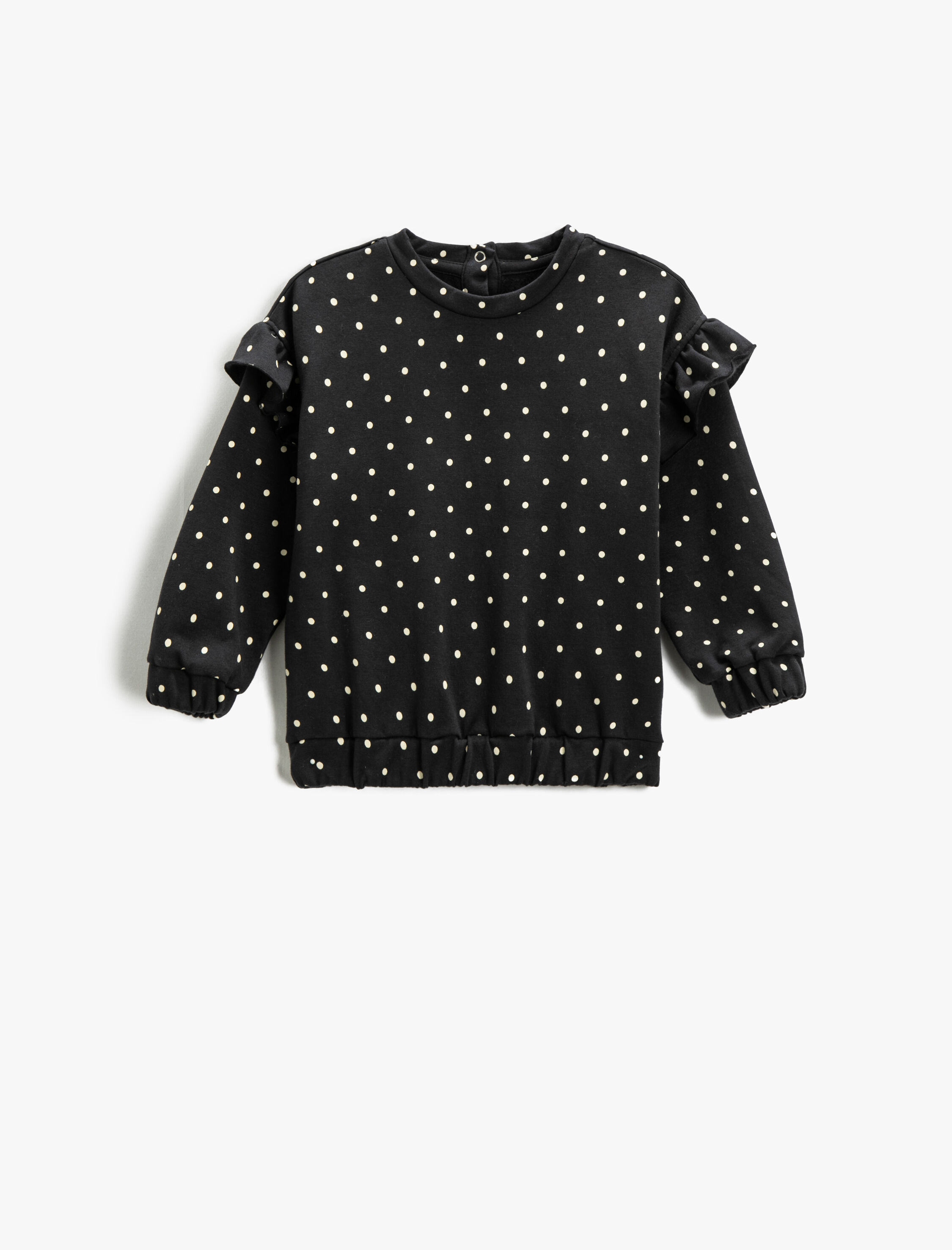  Kız Bebek Puantiyeli Fırfırlı Sweatshirt