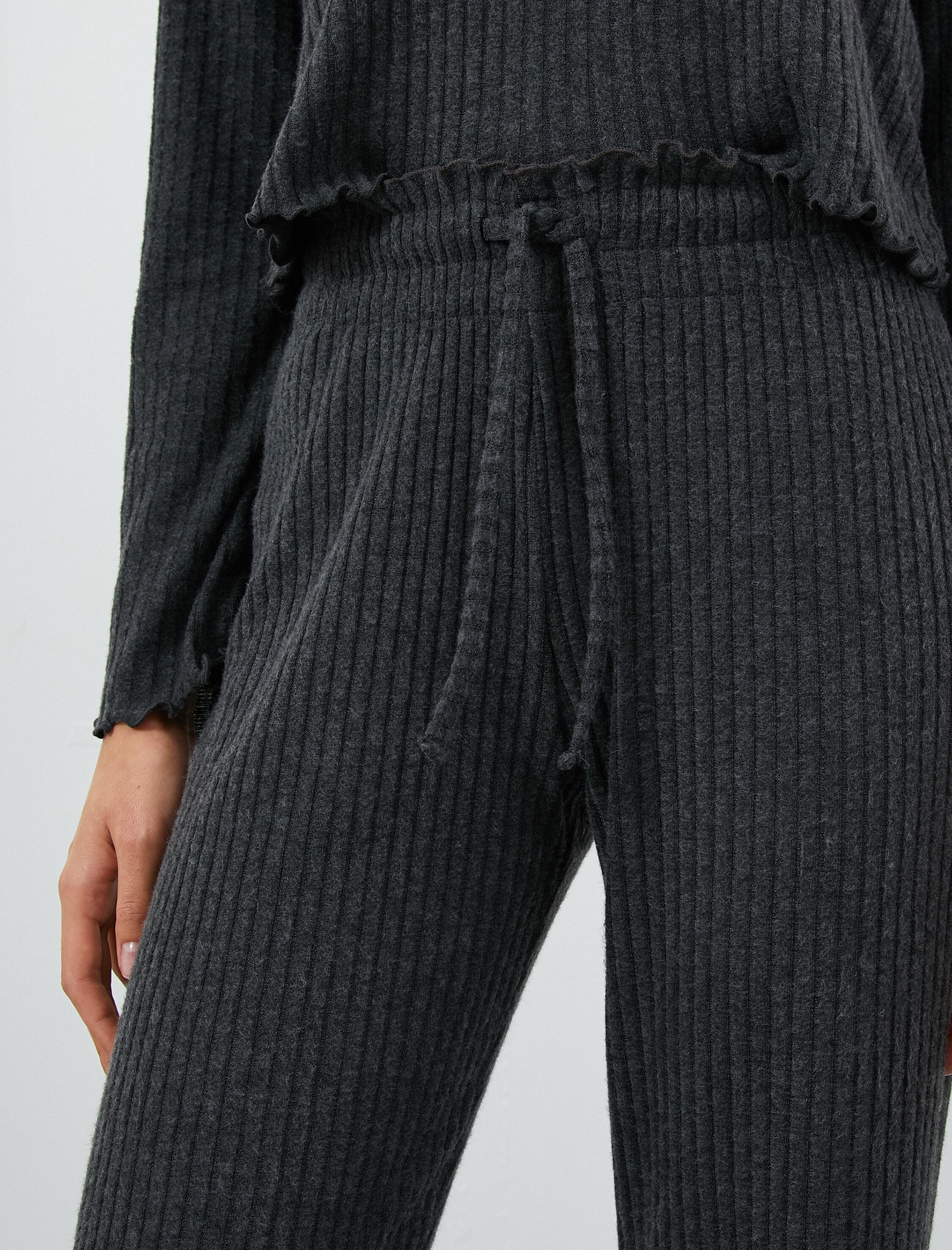   Düz Paça Pijama Altı Beli Lastikli