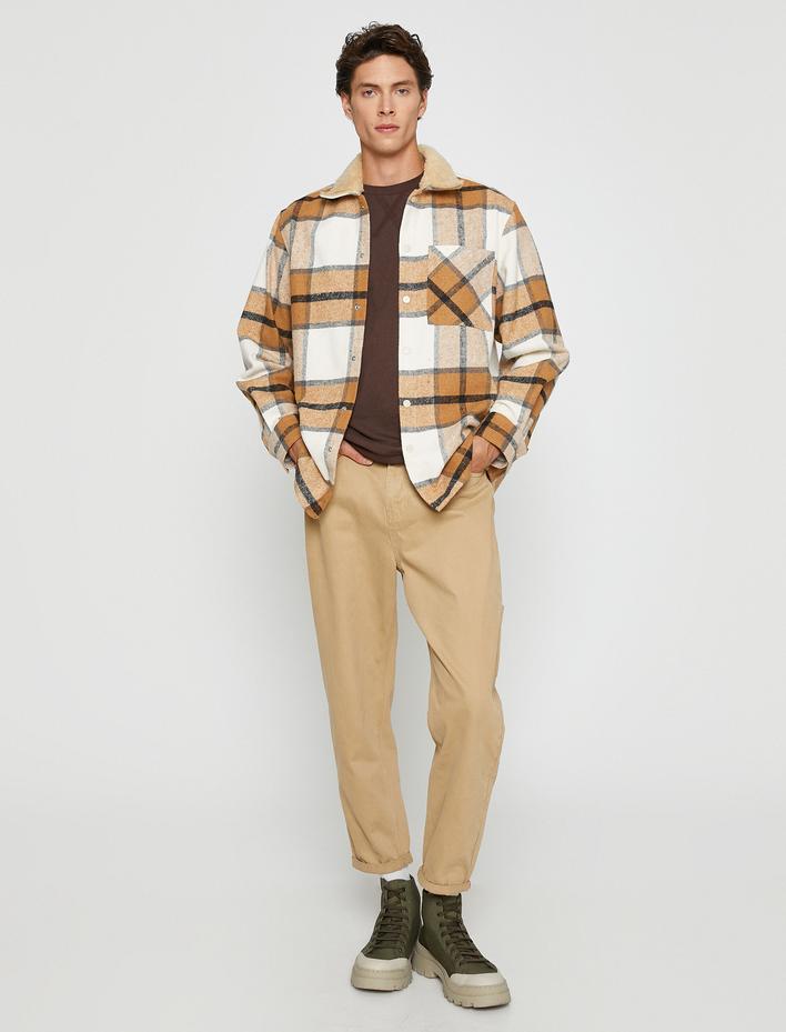  Ekoseli Oduncu Gömleği Yaka Detaylı Çıtçıtlı