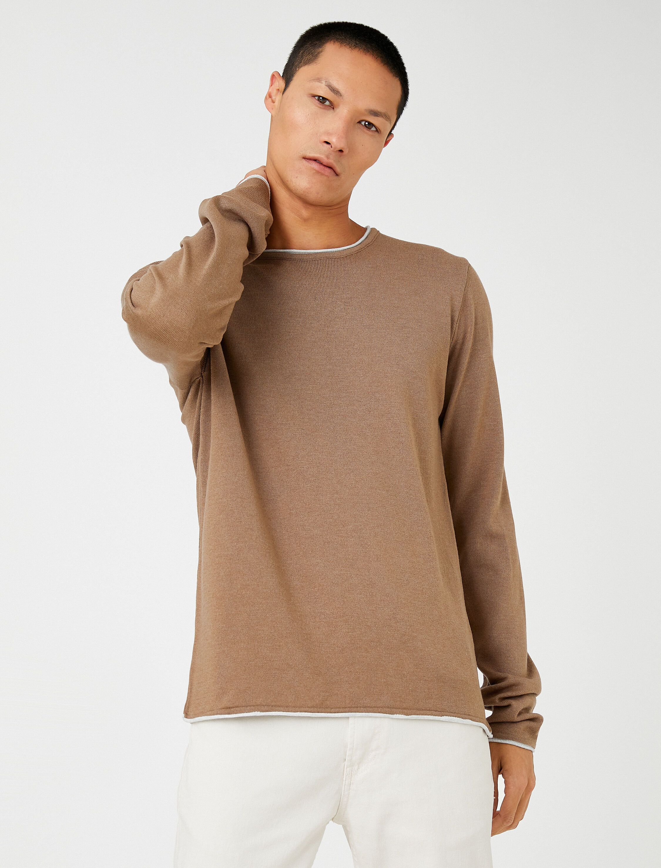   Basic Triko Kazak Bisiklet Yaka Uzun Kollu