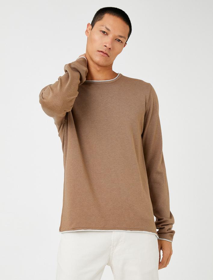  Basic Triko Kazak Bisiklet Yaka Uzun Kollu