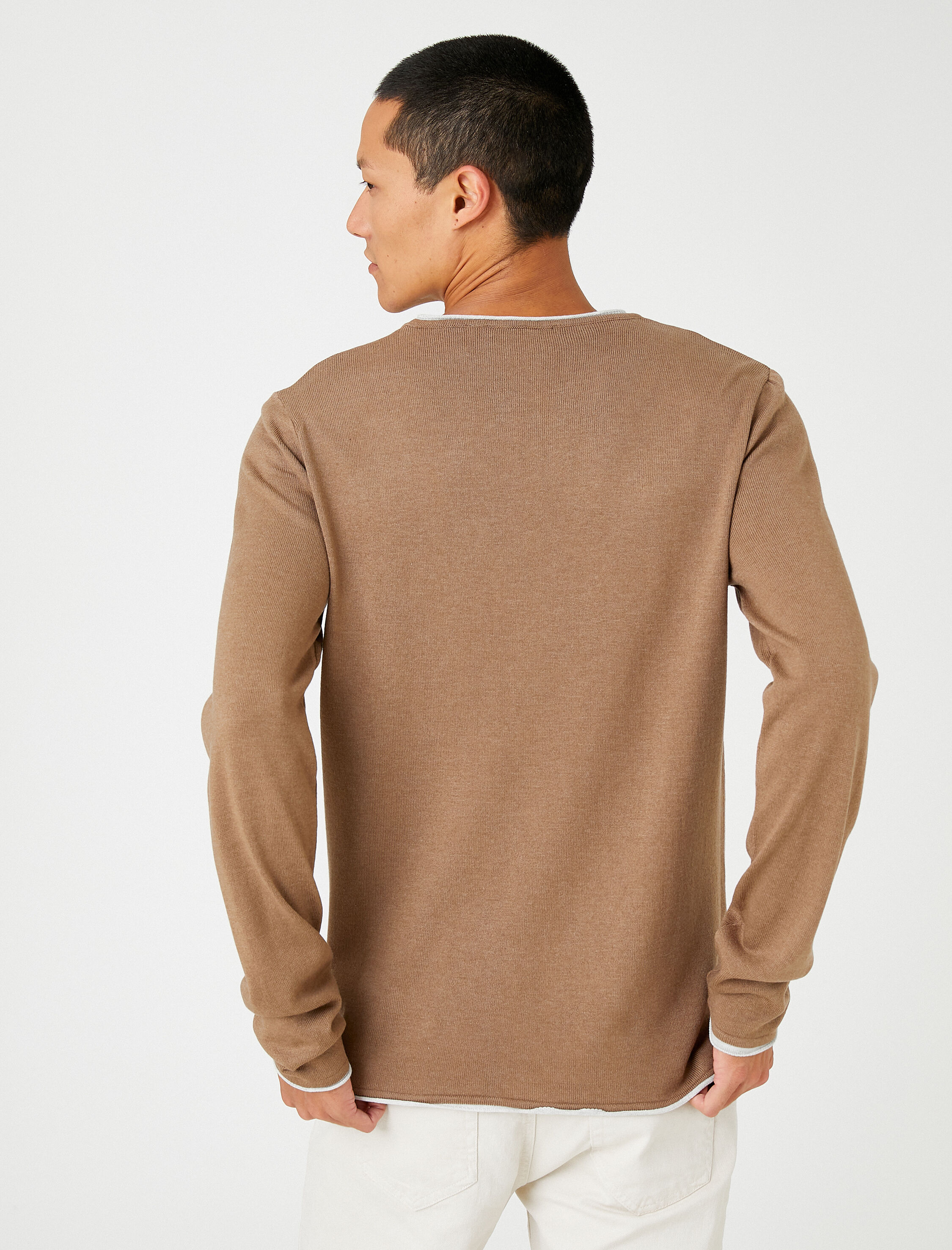   Basic Triko Kazak Bisiklet Yaka Uzun Kollu