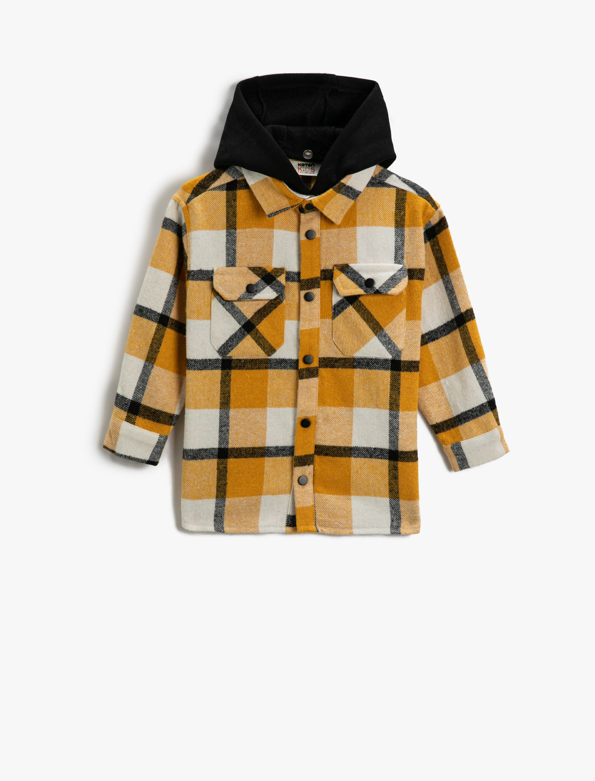  Erkek Çocuk Kapşonlu Oduncu Gömleği Yumuşak Dokulu Çift Cepli Uzun Kollu