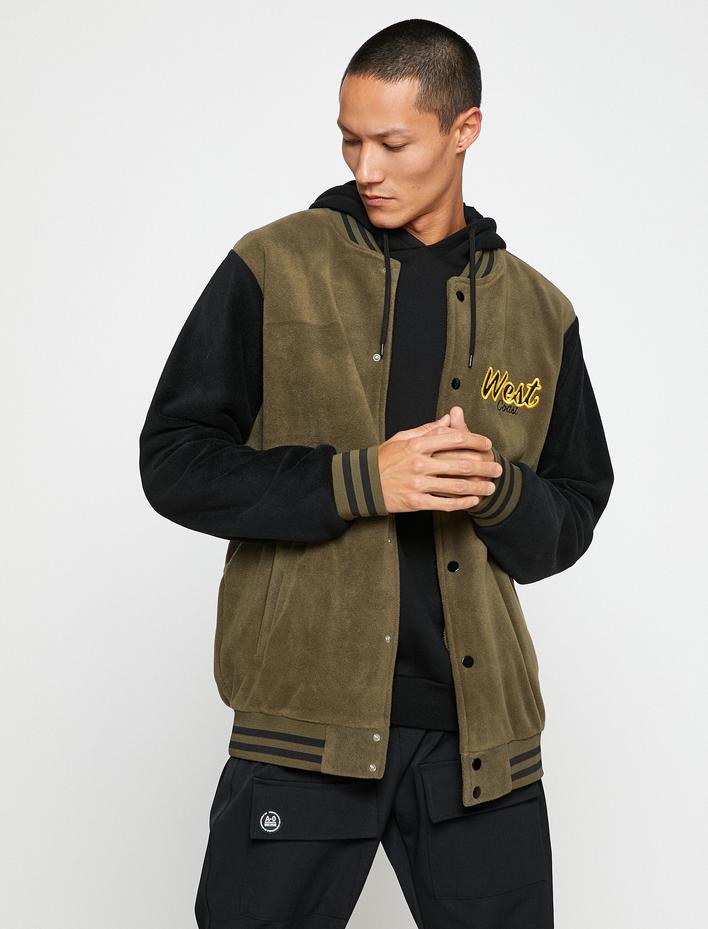  Polar Kolej Ceket Bomber Yaka İşleme Detaylı Çıtçıt Düğmeli