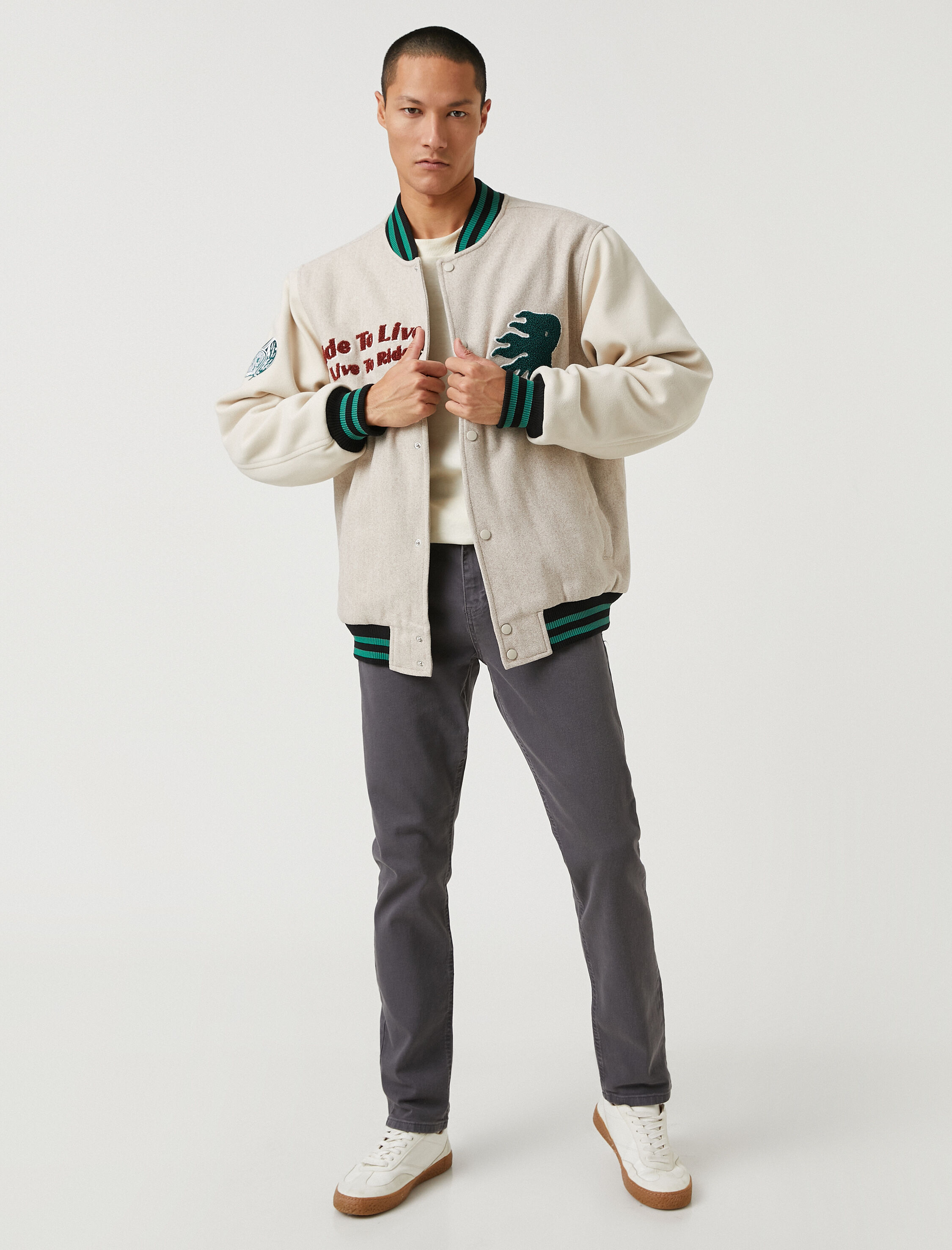   Basic Dokuma Pantolon Düğme Detaylı 5 Cepli