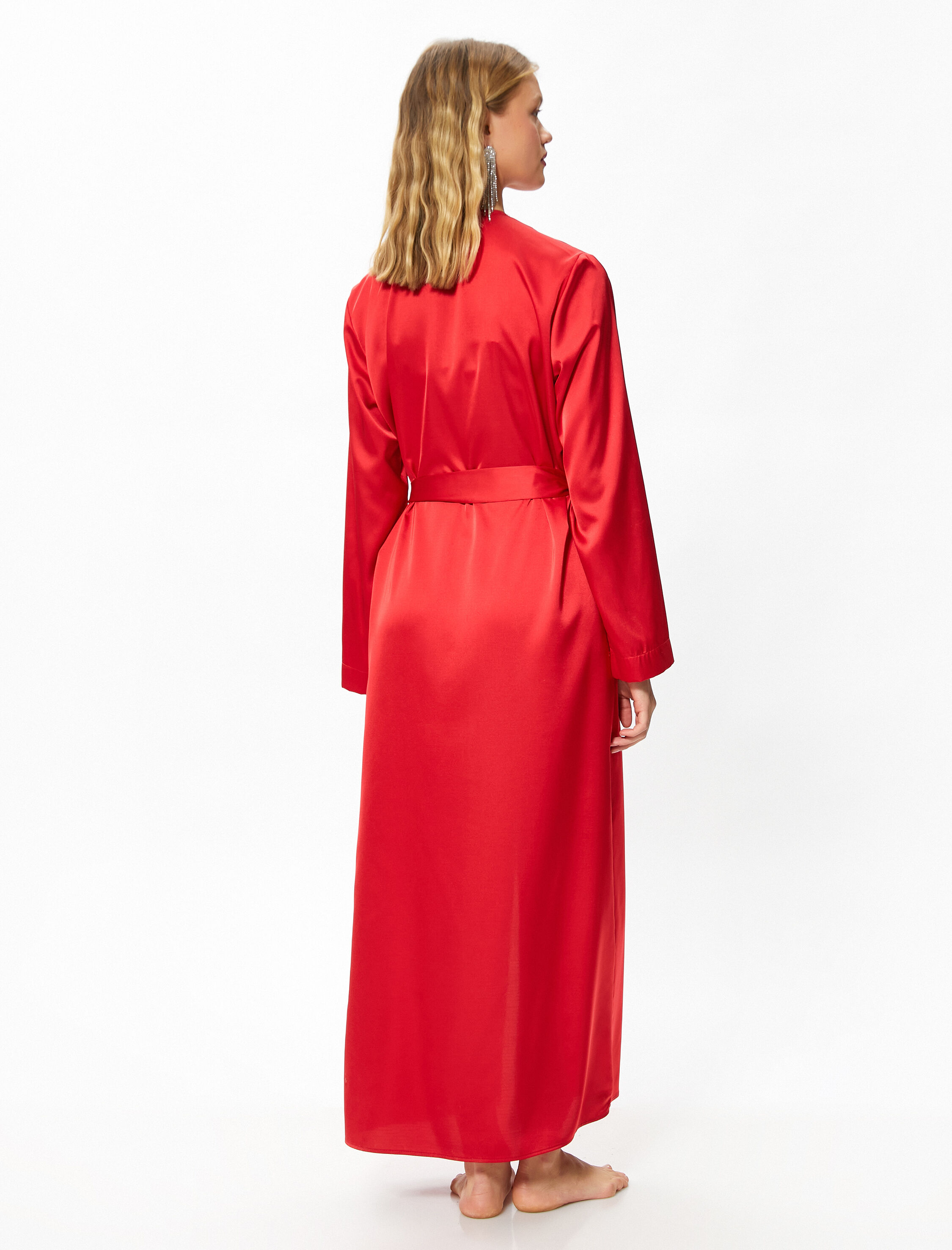   Sabahlık Saten Midi Boy Kuşaklı