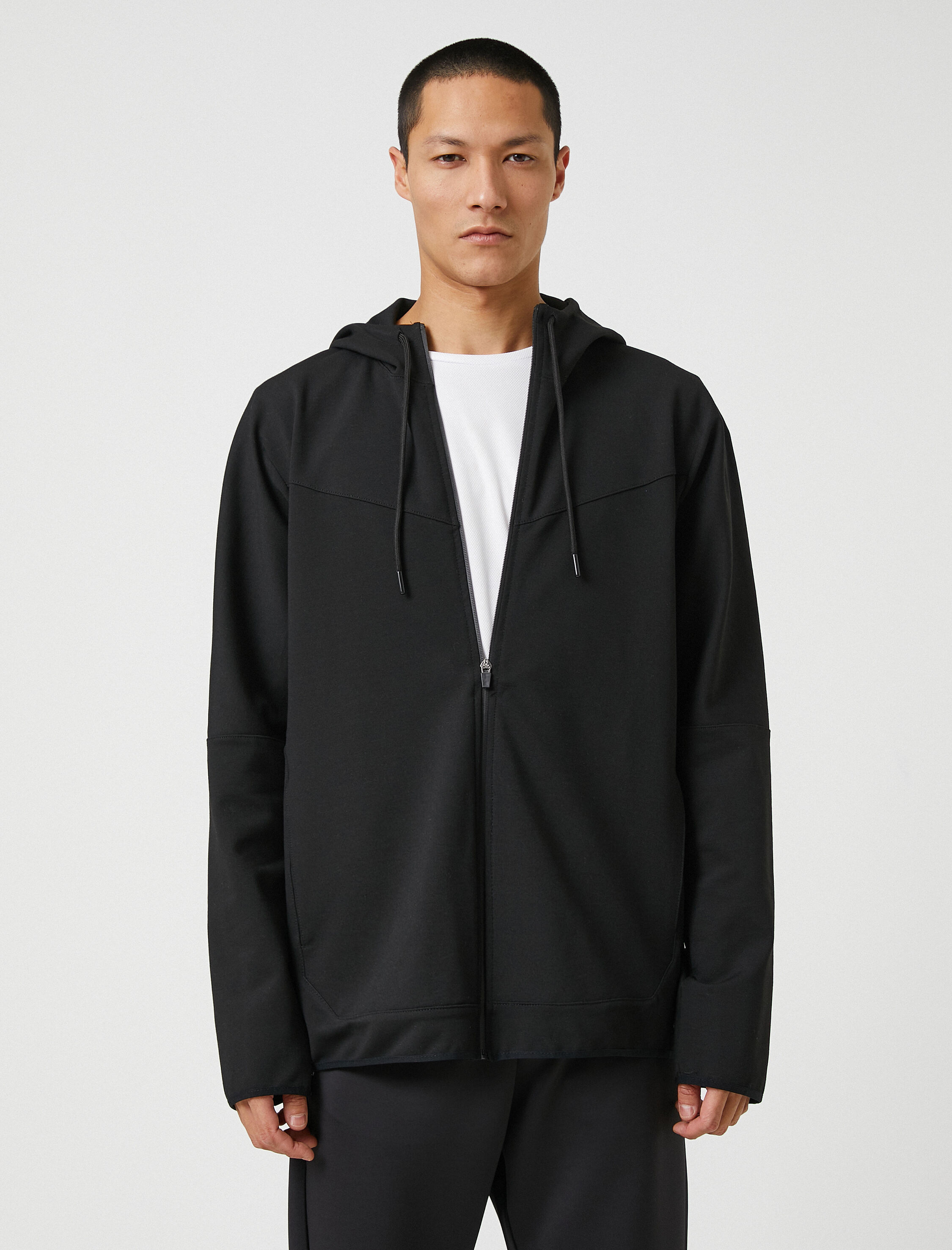   Kapşonlu Spor Sweatshirt Modal Karışımlı Dikiş Detaylı