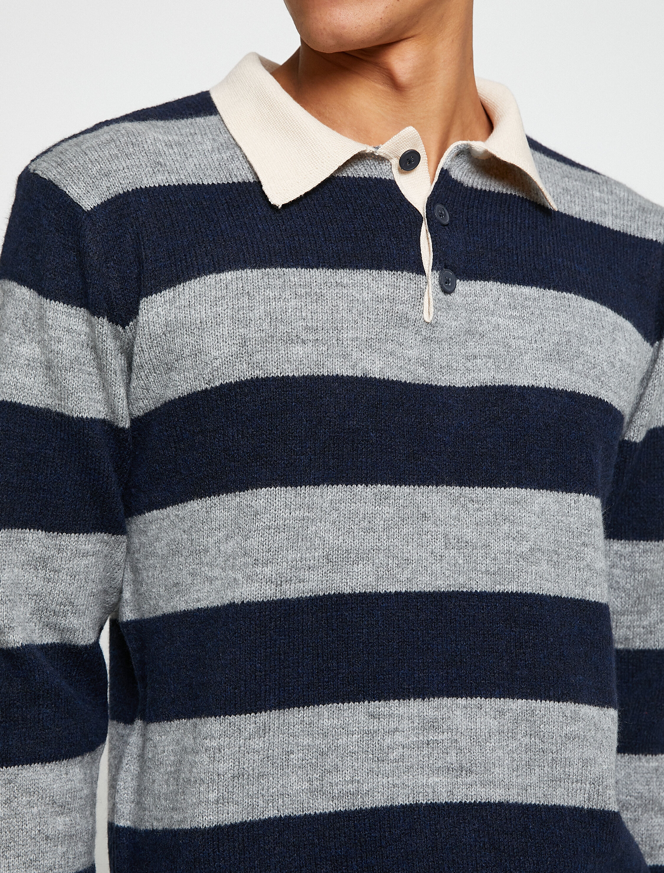   Basic Triko Kazak Polo Yaka Düğme Detaylı