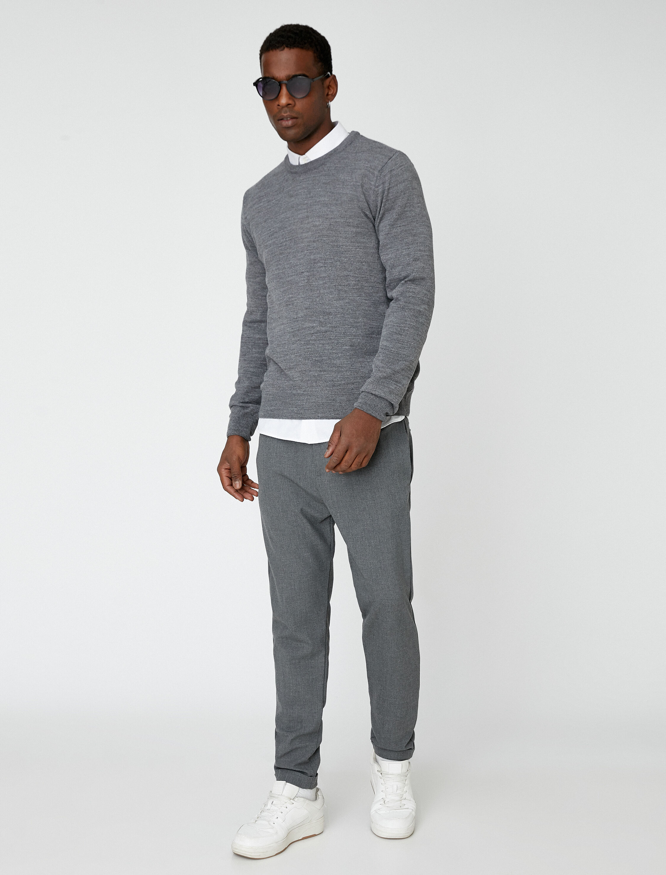   Kırçıllı Triko Kazak Bisiklet Yaka