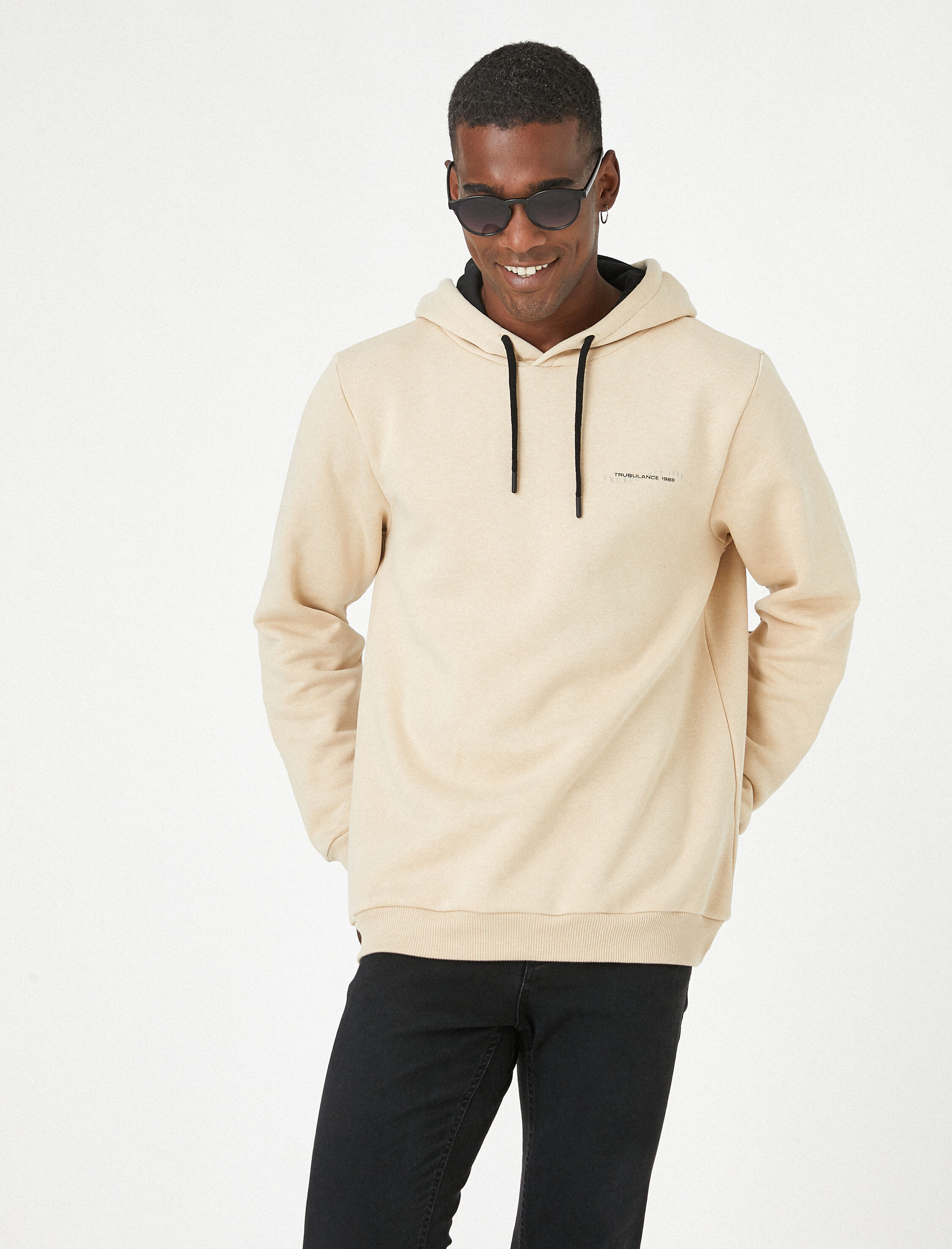   Kapşonlu Sweatshirt Şardonlu Yazı Baskılı