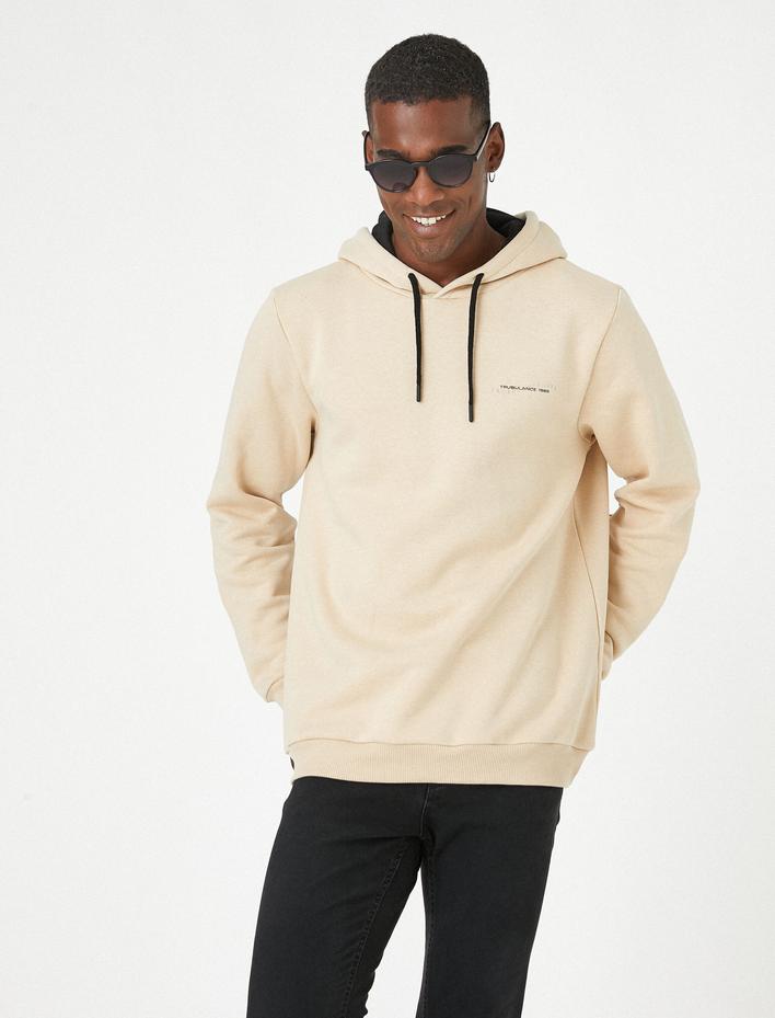  Kapşonlu Sweatshirt Şardonlu Yazı Baskılı