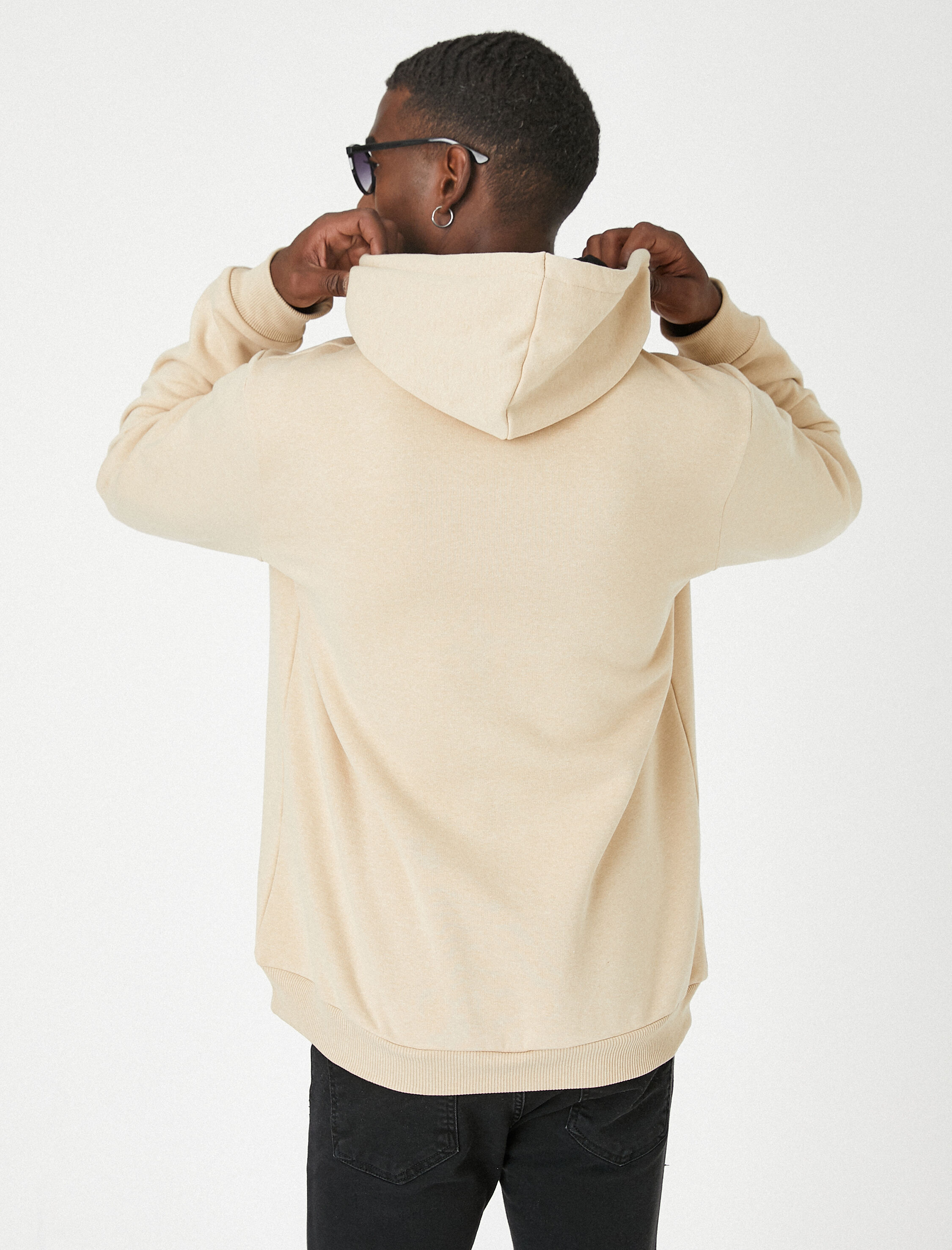   Kapşonlu Sweatshirt Şardonlu Yazı Baskılı