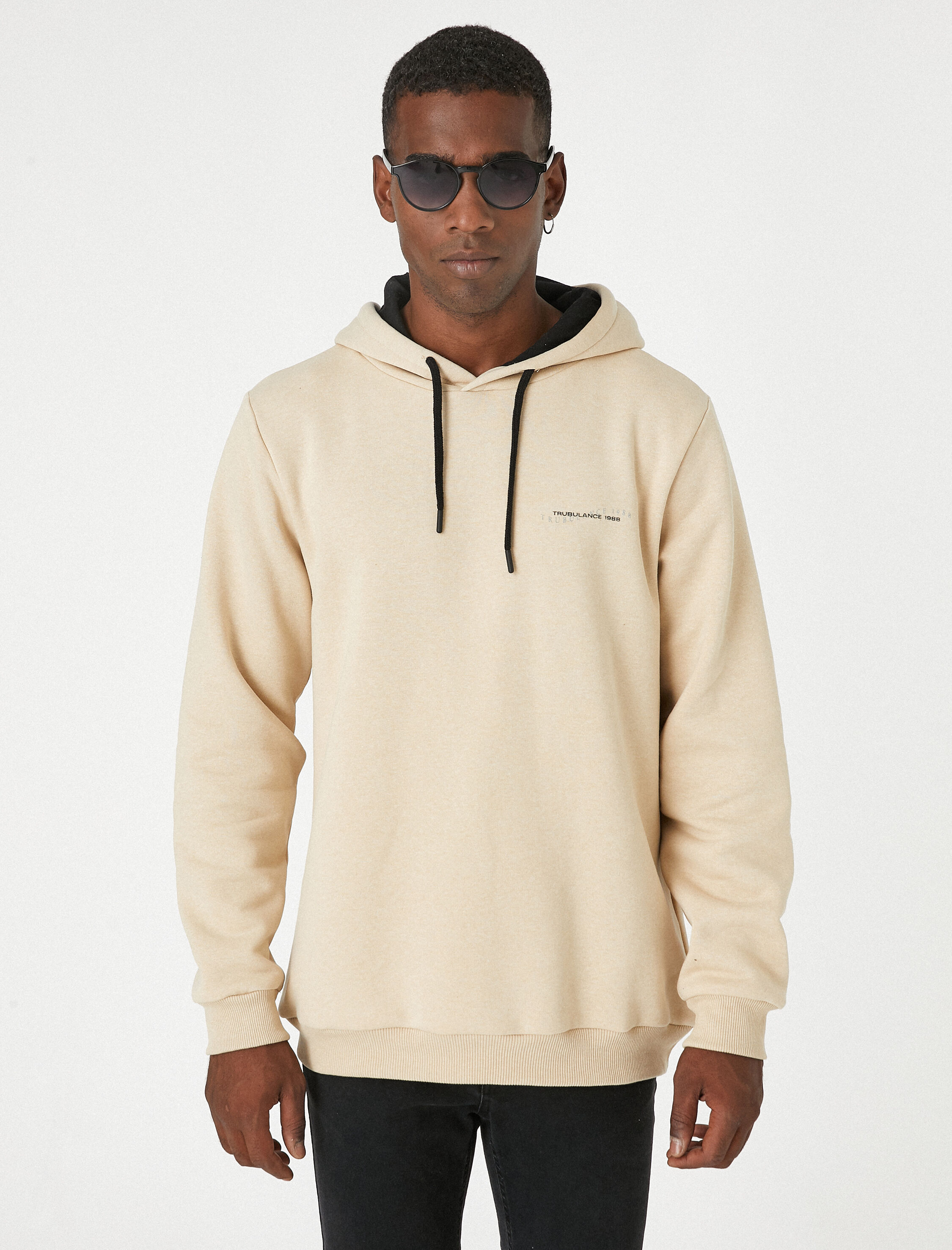   Kapşonlu Sweatshirt Şardonlu Yazı Baskılı