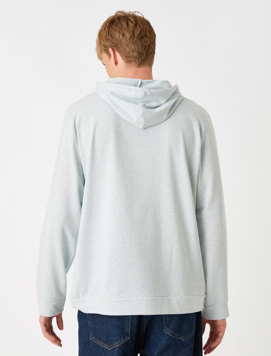   Baskılı Kapşonlu Sweatshirt Şardonlu