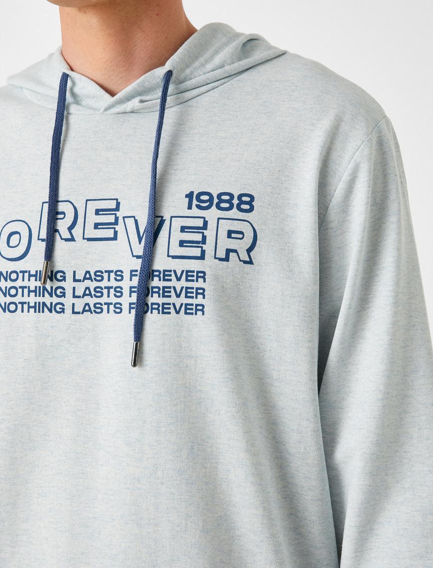   Baskılı Kapşonlu Sweatshirt Şardonlu