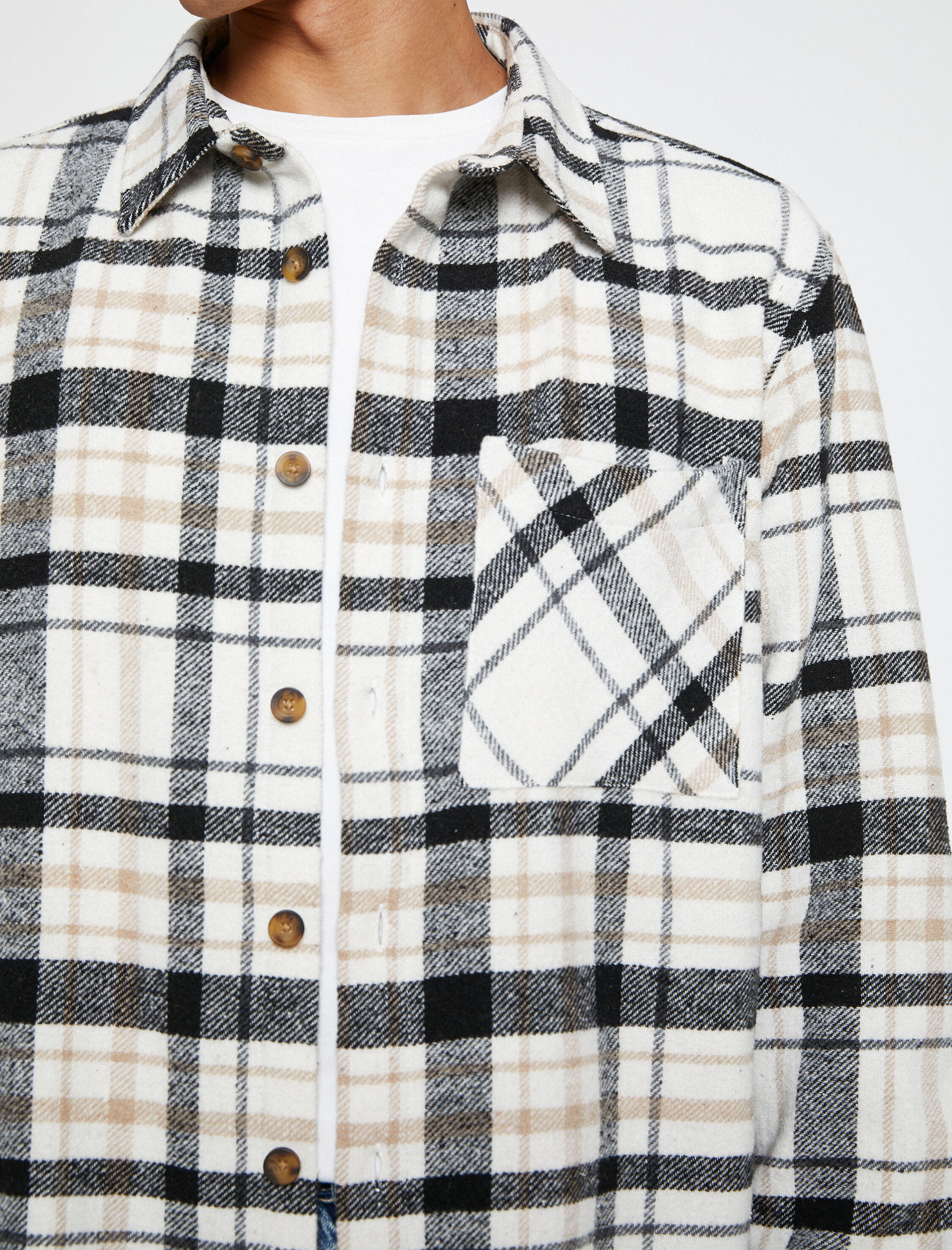 Ekoseli Oduncu Gömleği Klasik Manşet Yaka Uzun Kollu Cepli