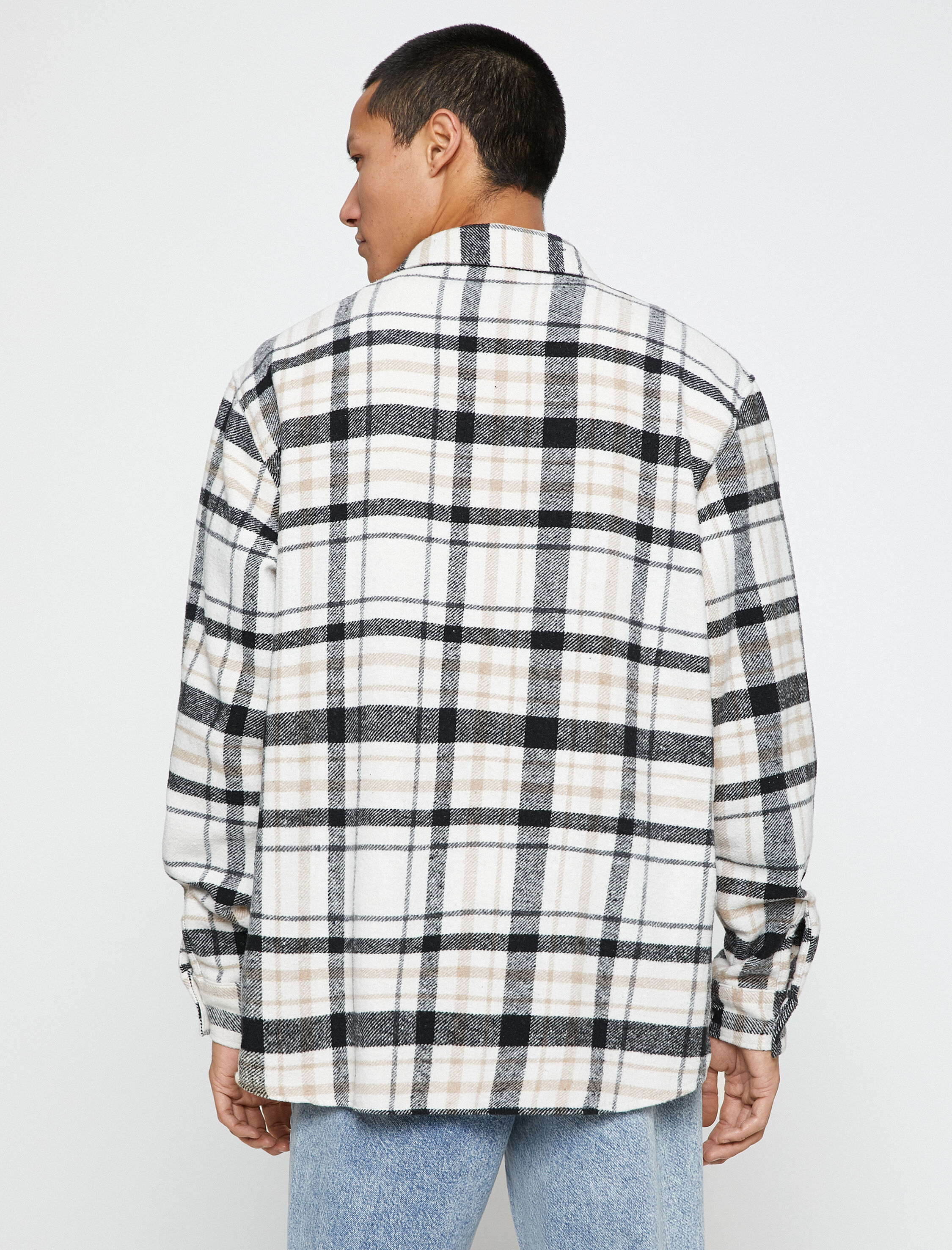 Ekoseli Oduncu Gömleği Klasik Manşet Yaka Uzun Kollu Cepli