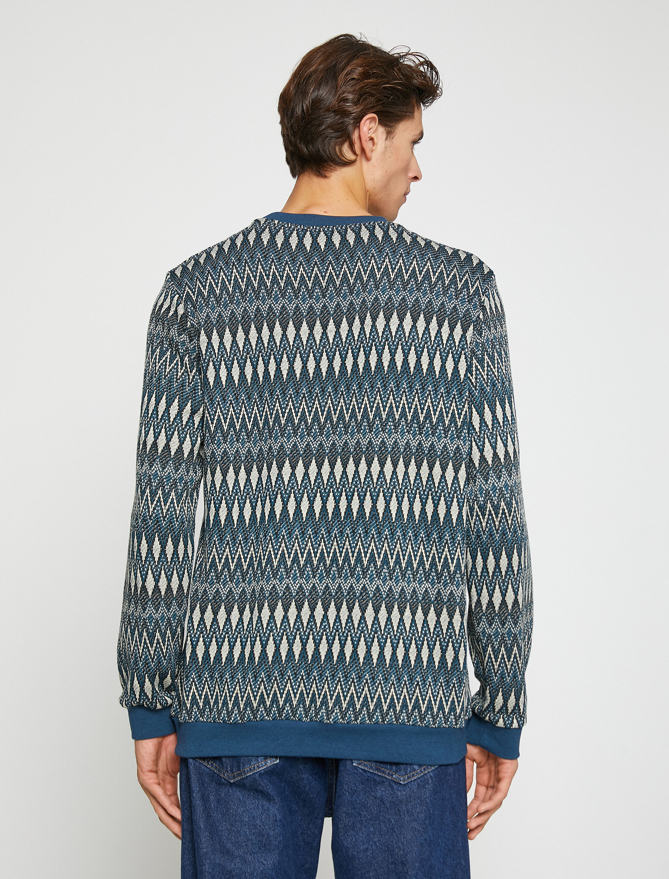   Desenli Triko Kazak Bisiklet Yaka