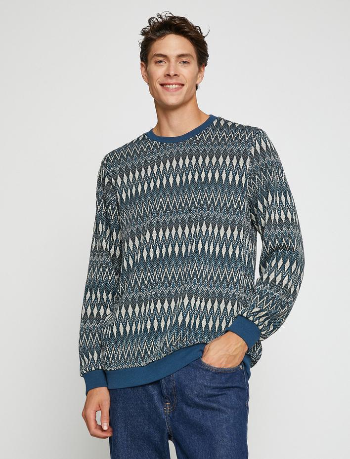  Desenli Triko Kazak Bisiklet Yaka