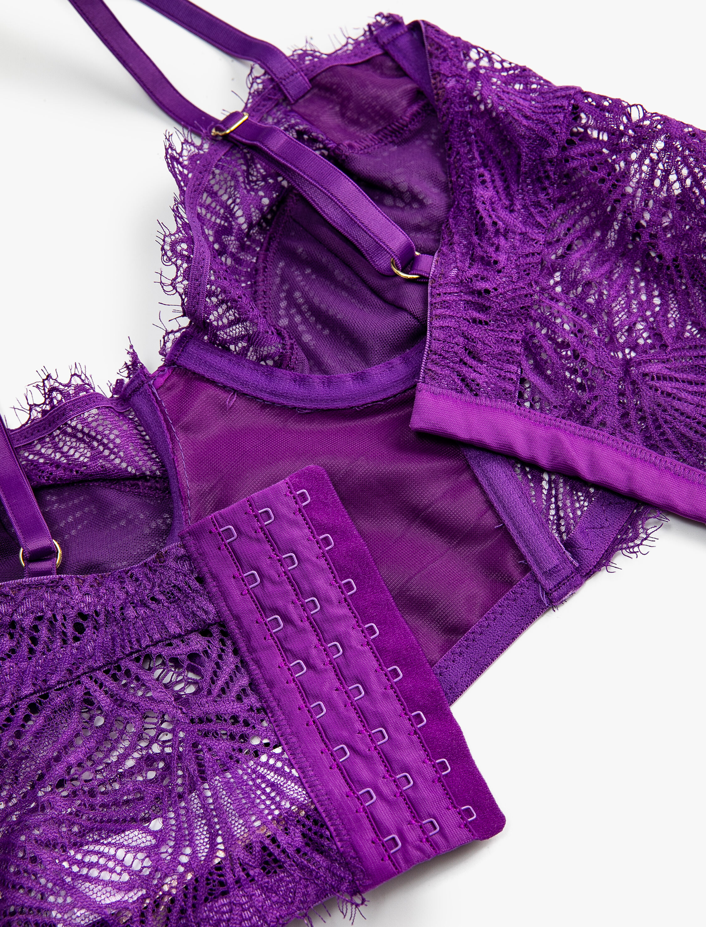   Dantelli Bralet Balenli Dolgusuz Kapsız Saten Detaylı