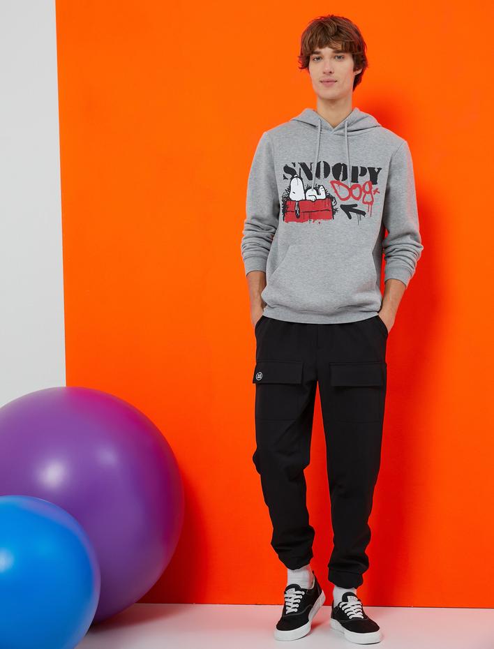  Snoopy Oversize Kapşonlu Sweatshirt Şardonlu Lisanslı Baskılı