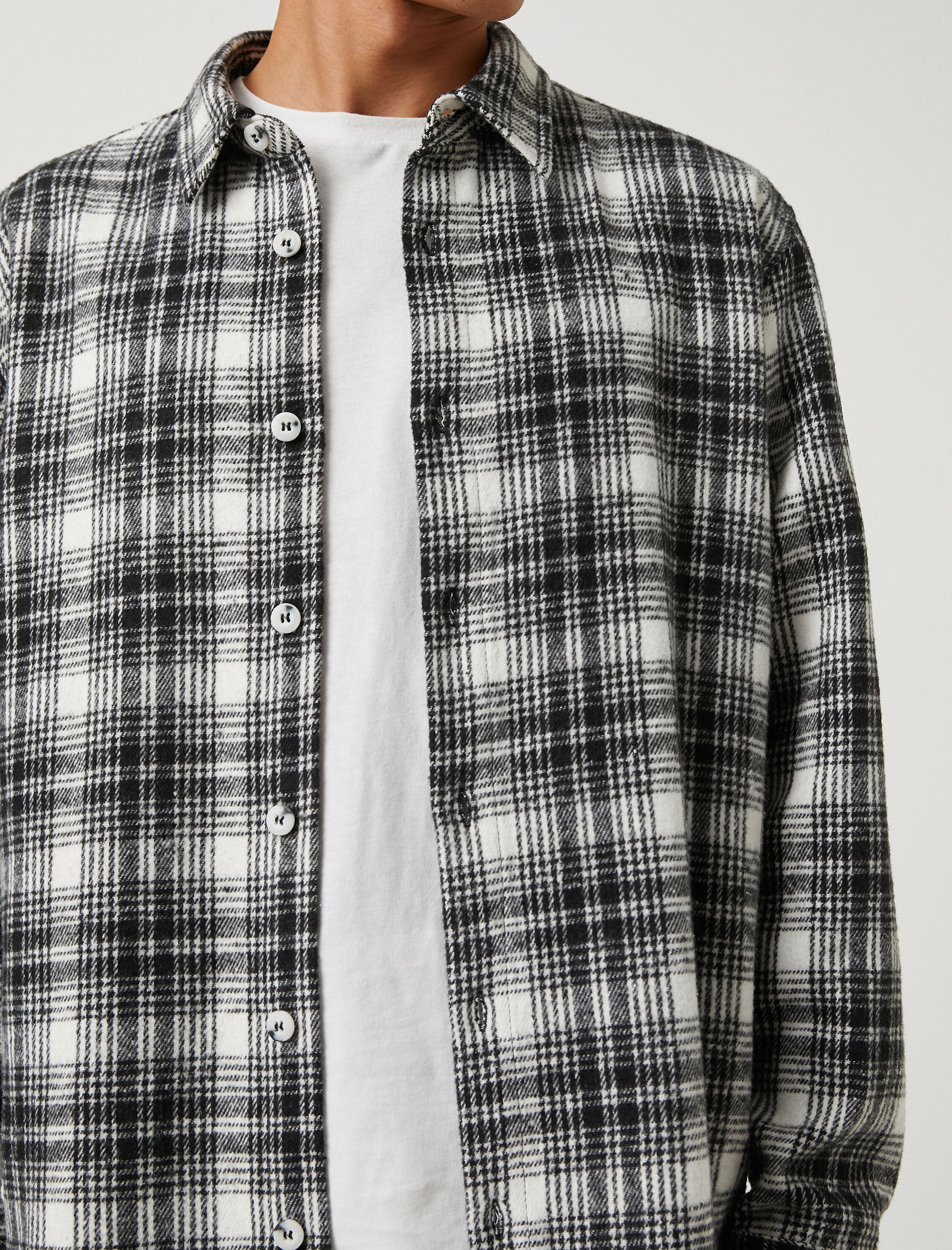   Ekoseli Oduncu Gömleği Klasik Yaka Uzun Kollu