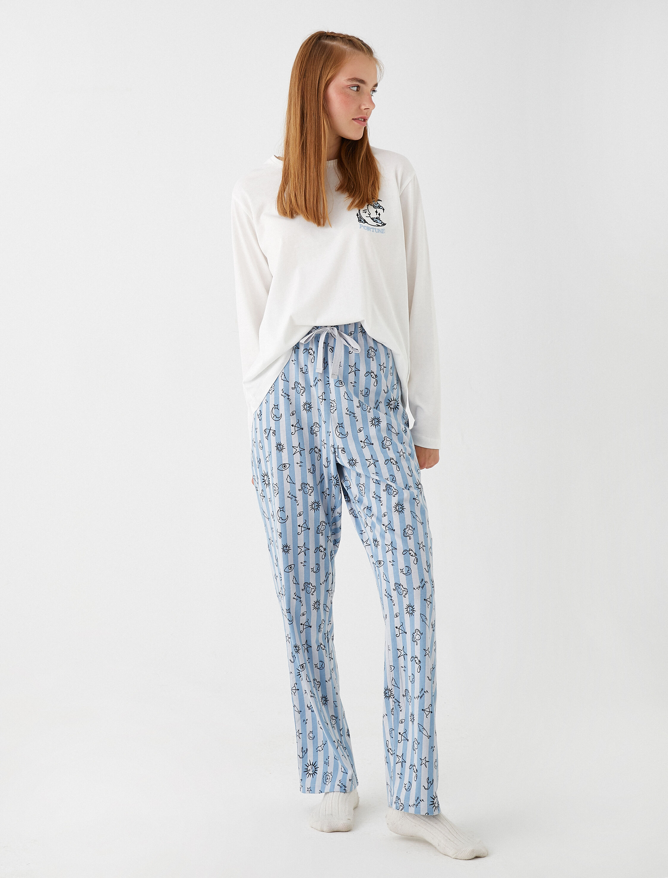   Pamuklu Kışlık Pijama Takımı Yumuşak Dokulu