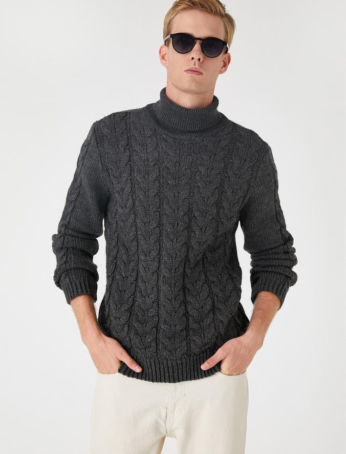  Balıkçı Yaka Kazak Örgü Detaylı