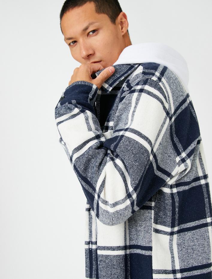  Ekoseli Oduncu Gömleği Cep Detaylı Düğmeli Uzun Kollu