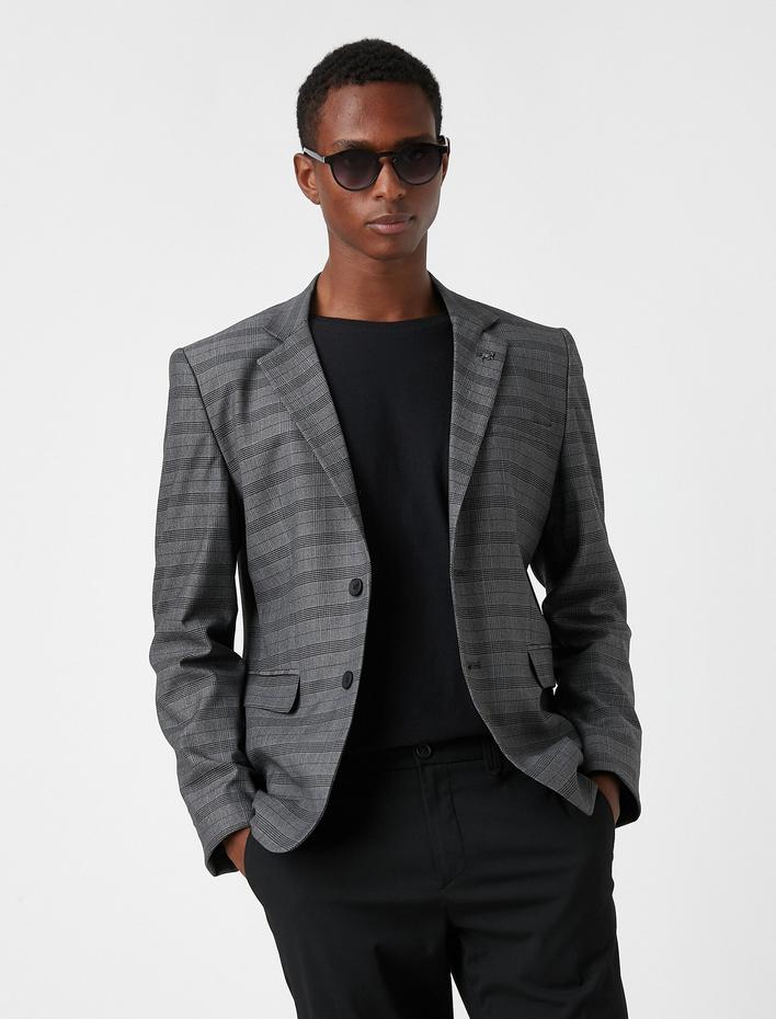  Ekoseli Blazer Ceket