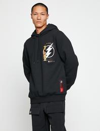 The Flash Kapşonlu Sweatshirt Şardonlu Lisanslı Baskılı