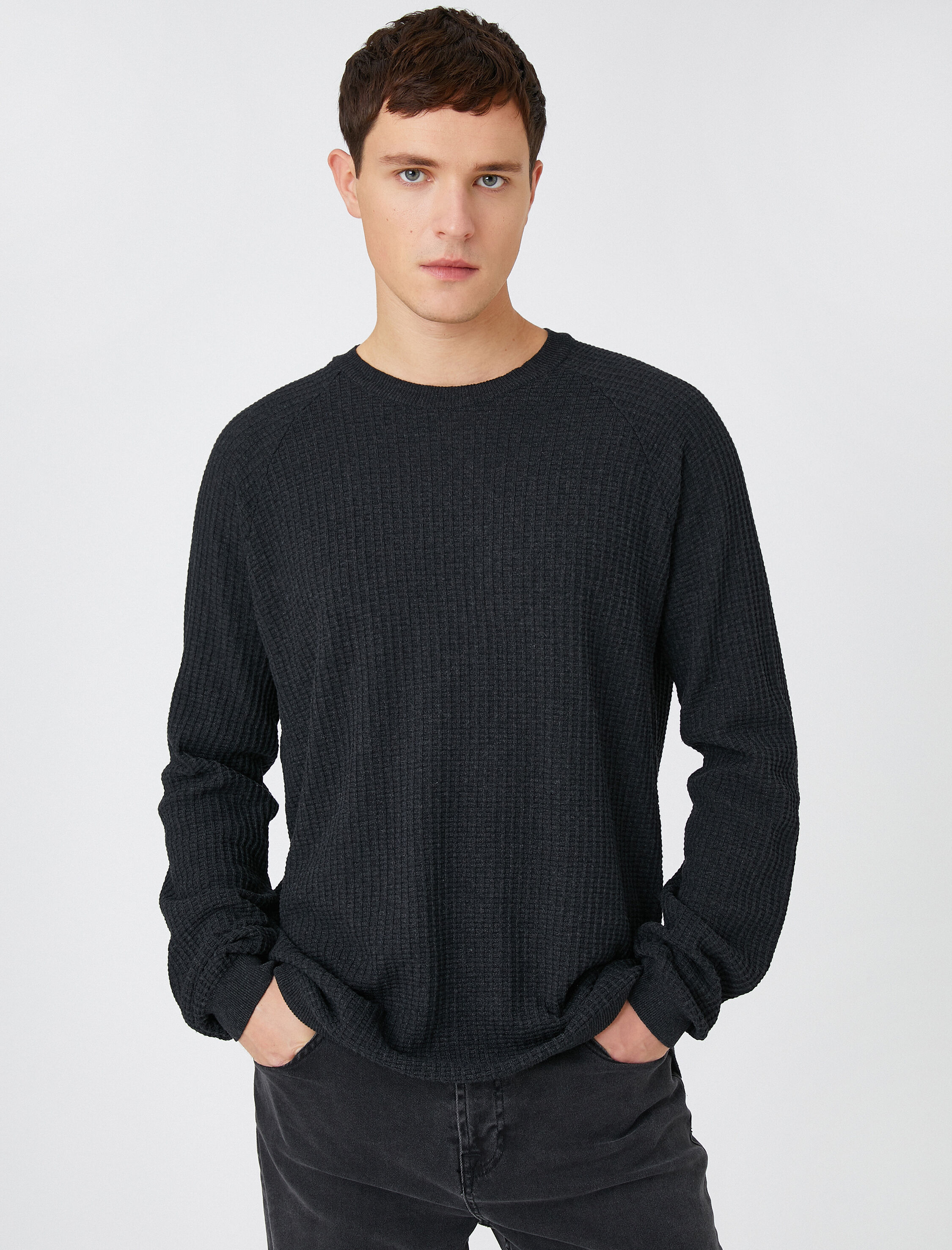   Basic Triko Kazak Dokulu Bisiklet Yaka Slim Fit