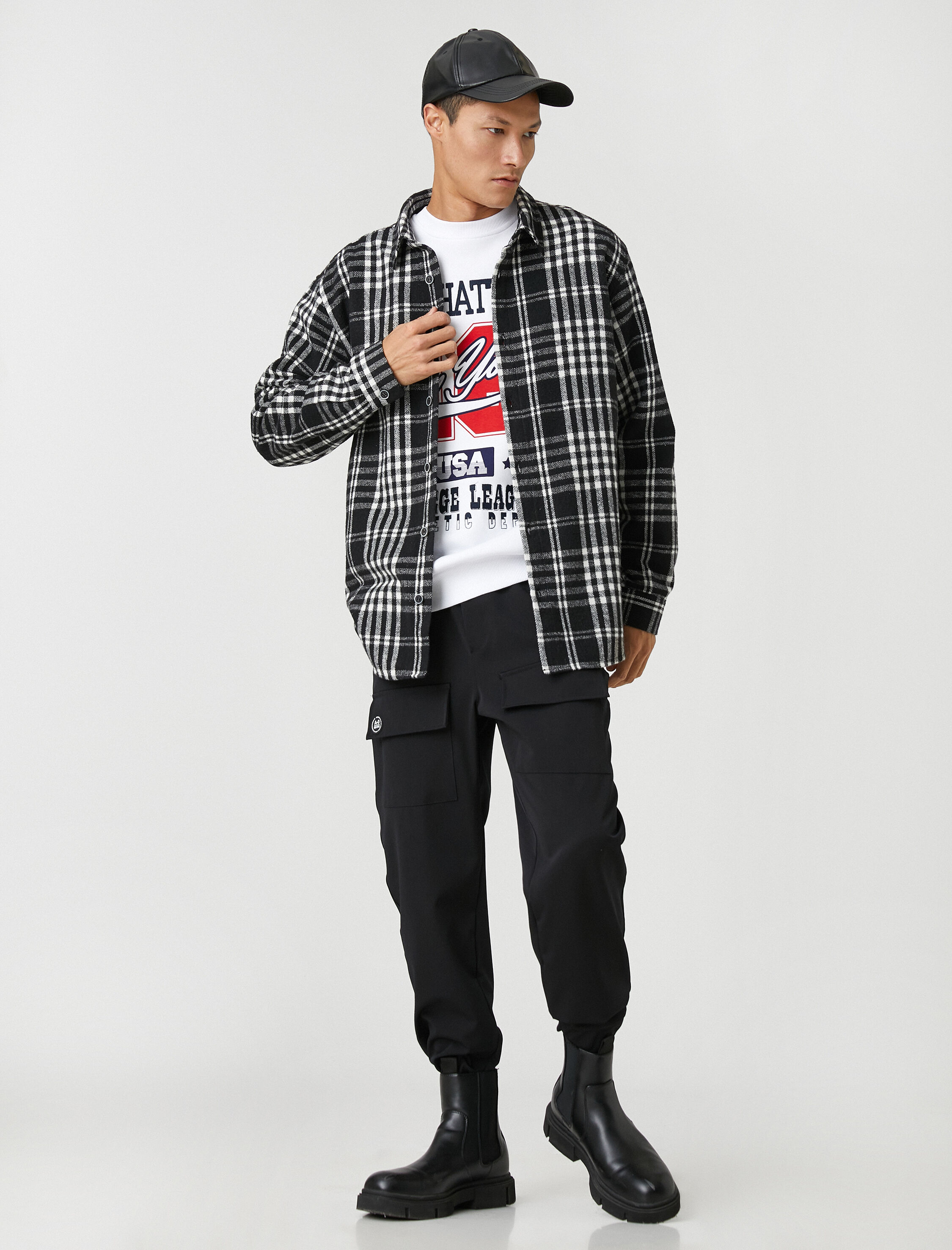   Ekoseli Oduncu Gömleği Klasik Manşet Yaka Uzun Kollu