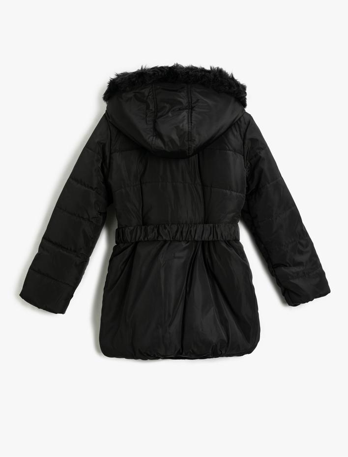 Kız Çocuk Uzun Şişme Mont Suni Kürk Detaylı