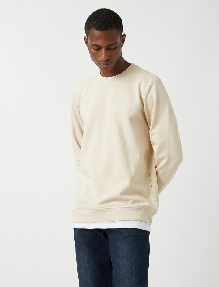 Basic Sweatshirt Şardonlu Bisiklet Yaka