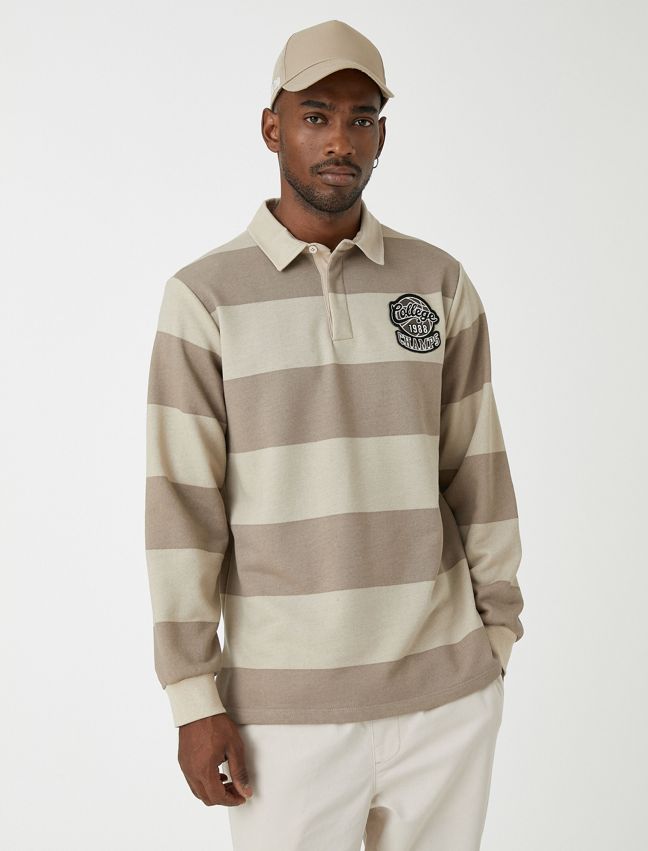 Kolej Sweatshirt Polo Yaka Renk Bloklu